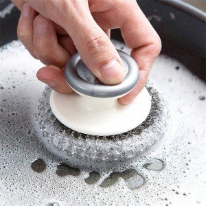 Eco-Friendly Stainless Steel Scrubbers with Handle