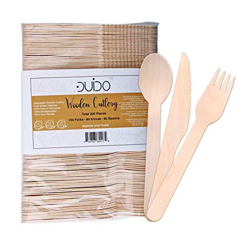 Eco-Friendly Biodegradable Wooden Utensils (Pack of 220)