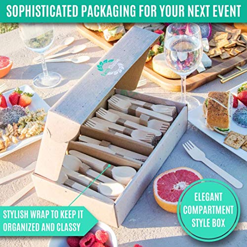 Compostable Wooden Cutlery Set - 300 pieces