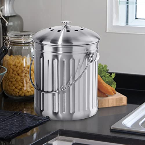 Oggi 1-Gallon Stainless Steel Countertop Compost Bin