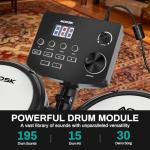 AODSK Electric Drum Set with Quiet Mesh Pads, USB MIDI, Headphones
