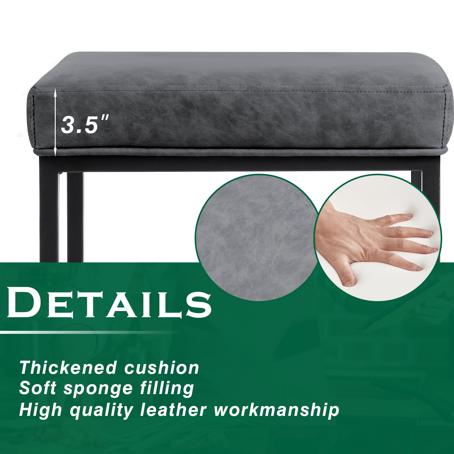 Homall Black Upholstered Stool Set (2)