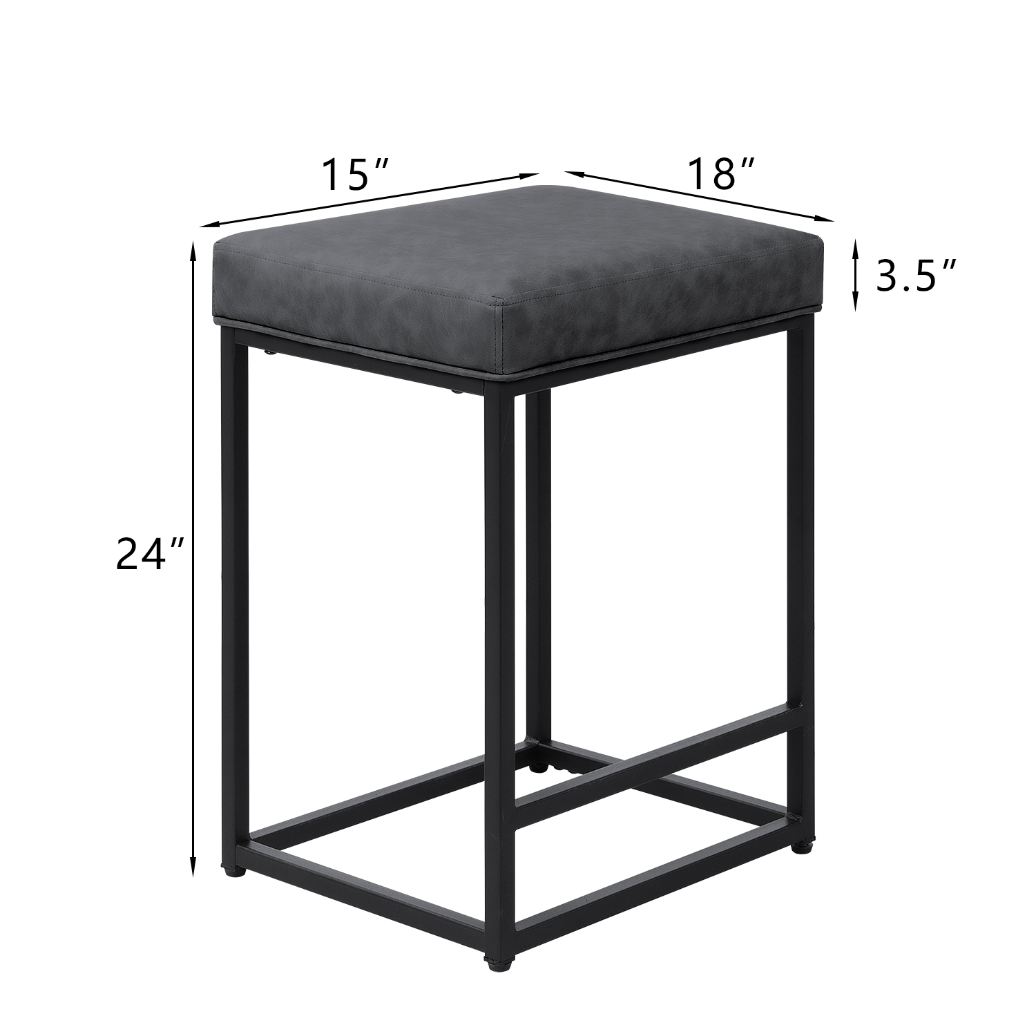 Homall Black Upholstered Stool Set (2)