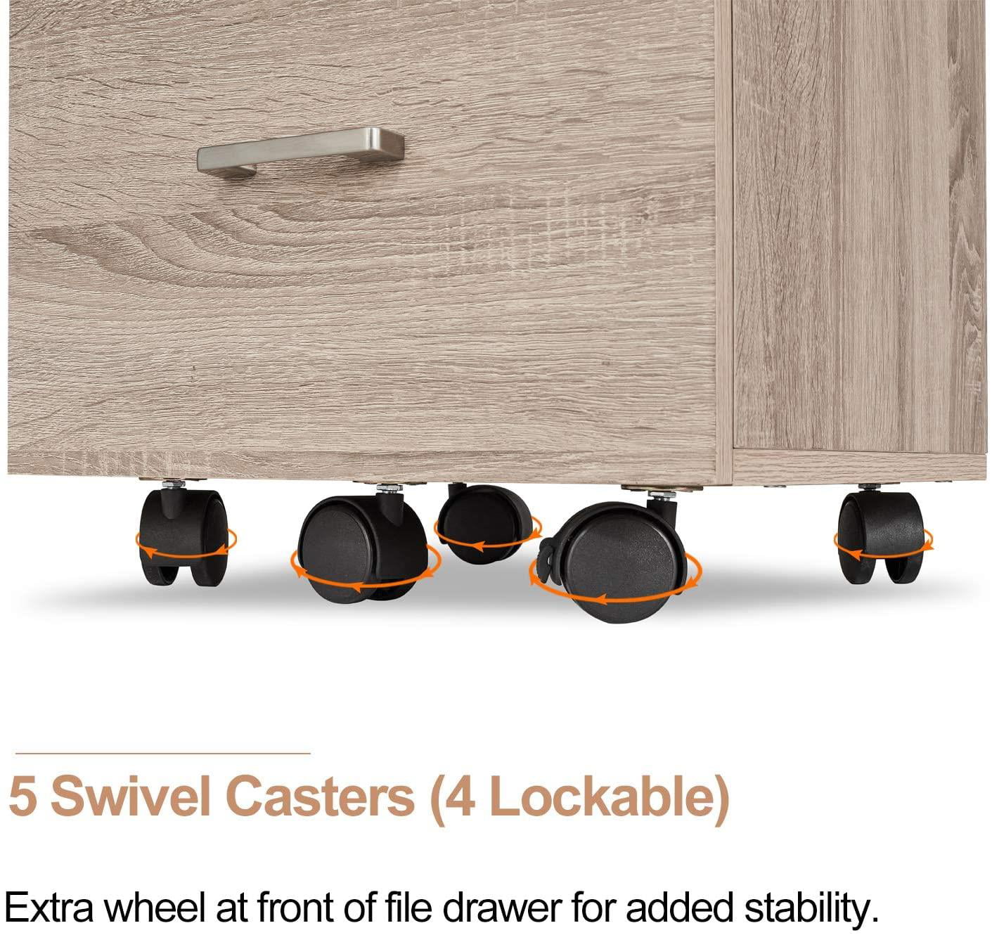 Portable Oak File Cabinet with Lock - Ktaxon