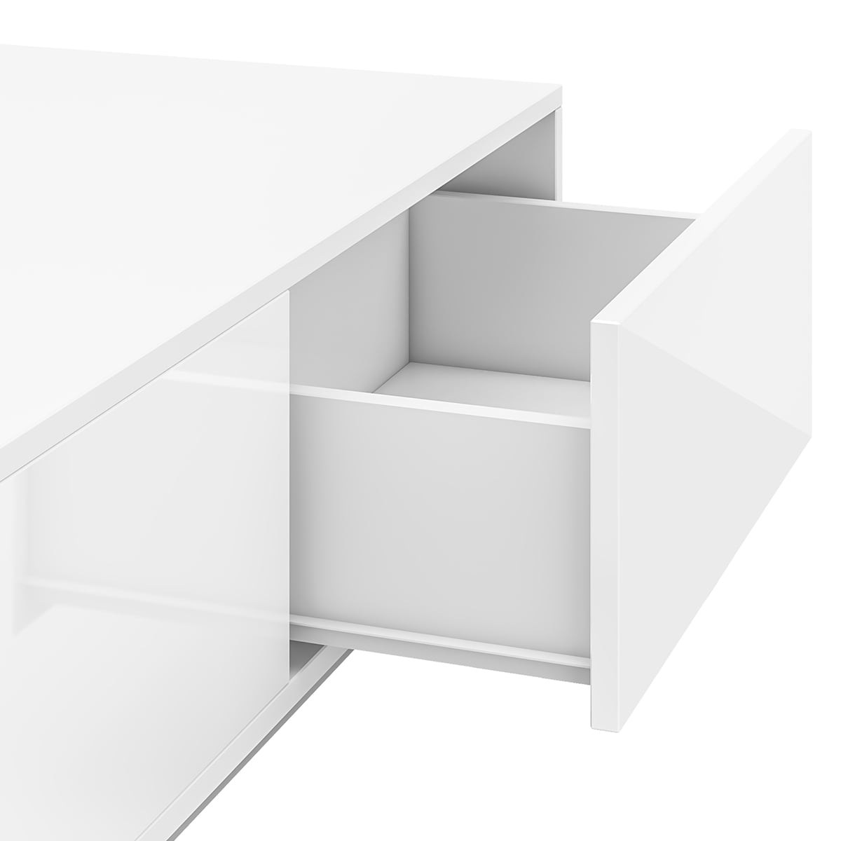 White Gloss LED Coffee Table with Drawers