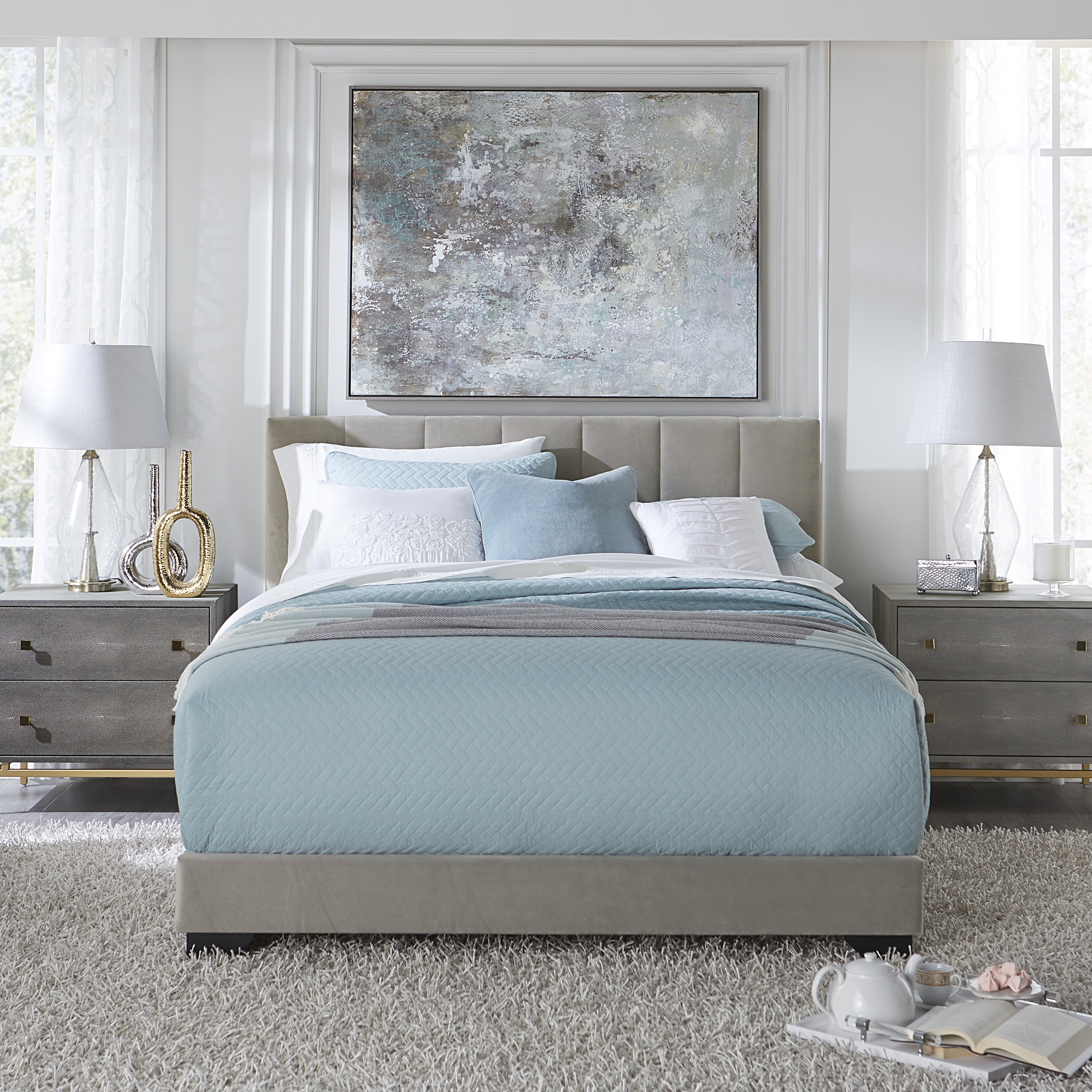 Hillsdale's Reece Channel Stitched Queen Bed in Grey
