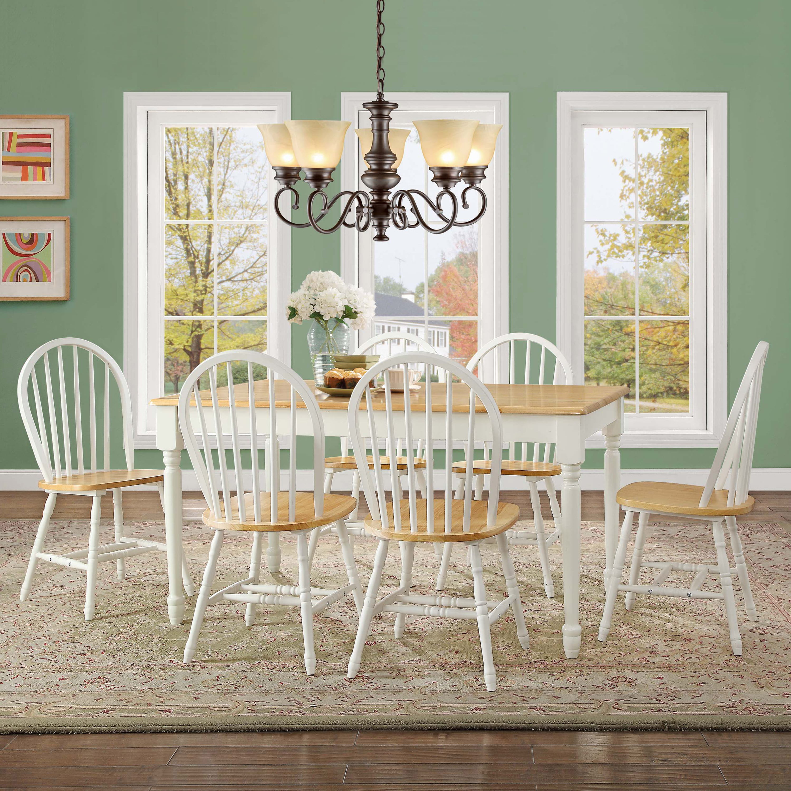 Autumn Lane Windsor Dining Chairs, White/Oak (Set of 2)