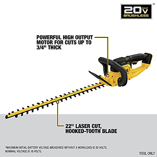 DEWALT 20V Cordless Hedge Trimmer, 22 Inches