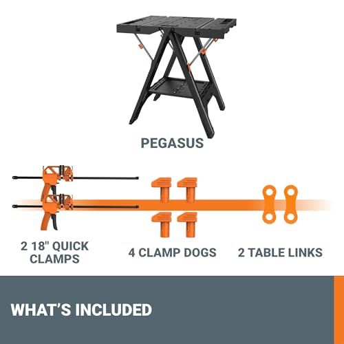 Worx Pegasus Folding Work Table & Sawhorse with Clamps
