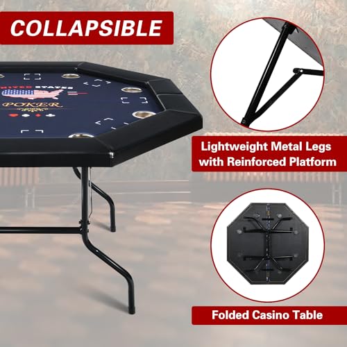RayChee Poker Table: Octagonal Foldable Texas Holdem Table