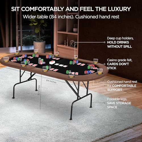 Foldable 10 Player Texas Holdem Poker Table 84