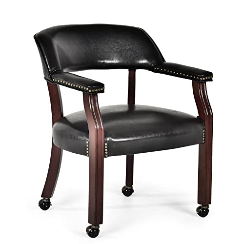 Black Arm Caster Dining Chair with 25" dimensions