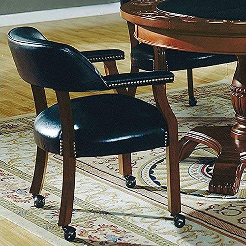 Black Arm Caster Dining Chair with 25" dimensions