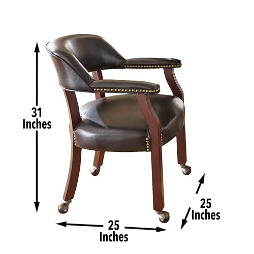 Black Arm Caster Dining Chair with 25" dimensions