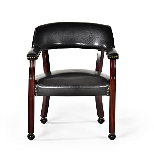 Black Arm Caster Dining Chair with 25" dimensions