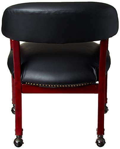 Black Vinyl Boss Captain's Chair with Casters for Poker