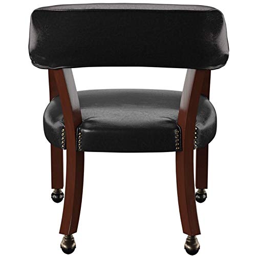 BOWERY HILL Traditional Vinyl Upholstered Arm Chair in Black & Cherry Finish