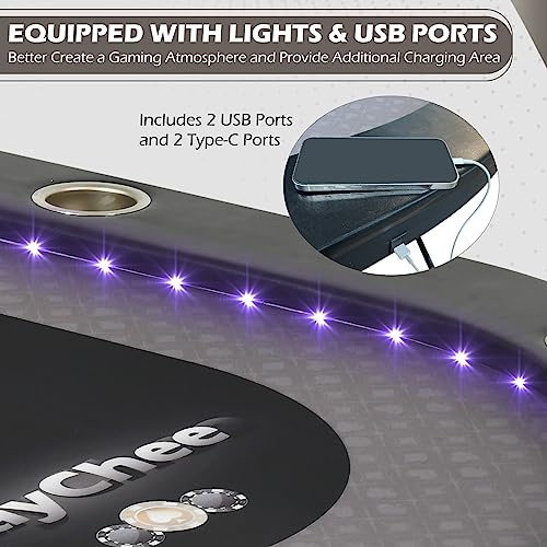 RayChee Foldable Poker Table for 10 Players (Black)