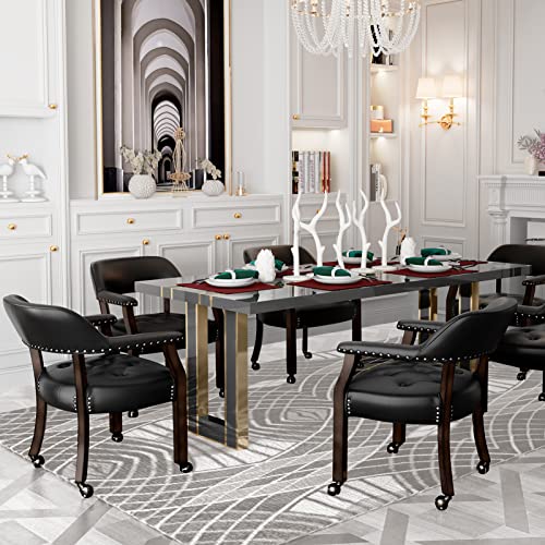 Black High Back Poker Chairs with Wheels
