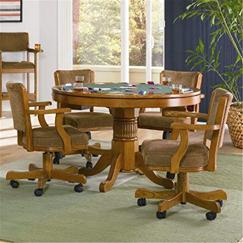 5-Piece 3-in-1 Game Table Dining Set, Amber-Olive Brown