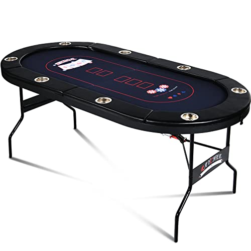 RayChee 8 Player Texas Holdem Poker Table - Black