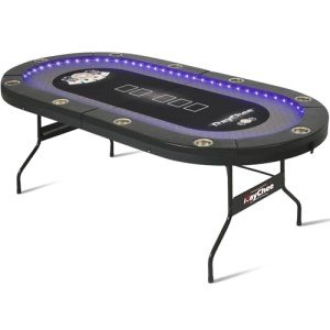 RayChee Foldable Poker Table for 10 Players (Black)