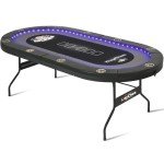 RayChee Foldable Poker Table for 10 Players (Black)