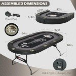 RayChee Foldable Poker Table for 10 Players (Black)