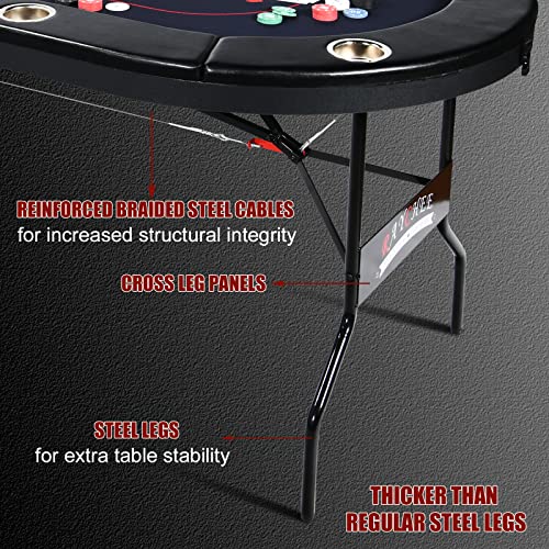 RayChee 8 Player Texas Holdem Poker Table - Black