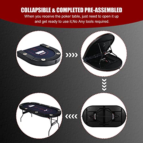 RayChee 8 Player Texas Holdem Poker Table - Black