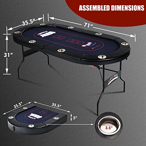 RayChee 8 Player Texas Holdem Poker Table - Black