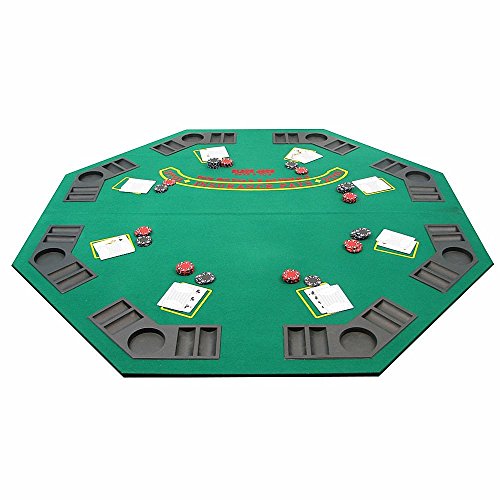 48-Inch Solid Wood Folding Poker Table Top for 8 Players with Cupholders by Trademark Poker