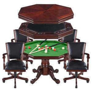 Hathaway Kingston Poker Table Set, Walnut Finish