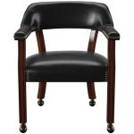 BOWERY HILL Traditional Vinyl Upholstered Arm Chair in Black & Cherry Finish