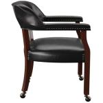 BOWERY HILL Traditional Vinyl Upholstered Arm Chair in Black & Cherry Finish