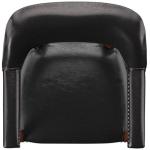 BOWERY HILL Traditional Vinyl Upholstered Arm Chair in Black & Cherry Finish