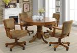 5-Piece 3-in-1 Game Table Dining Set, Amber-Olive Brown