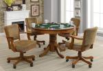 5-Piece 3-in-1 Game Table Dining Set, Amber-Olive Brown