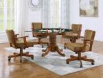 5-Piece 3-in-1 Game Table Dining Set, Amber-Olive Brown
