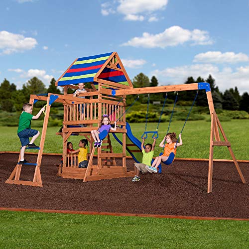 Beach Front Cedar Swing Set with Monkey Bars