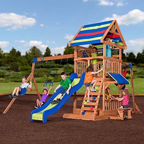 Beach Front Cedar Swing Set with Monkey Bars
