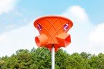 7 Foot Triple Shoot Children's Basketball Game - Inground Mount - Outdoor Hoop - Basketball Game for Children of All Ages (Orange)