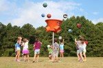 7 Foot Triple Shoot Children's Basketball Game - Inground Mount - Outdoor Hoop - Basketball Game for Children of All Ages (Orange)