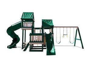 Congo Monkey Playsystem #4 with Swing Beam - Green and Sand Low Maintenance Play Set