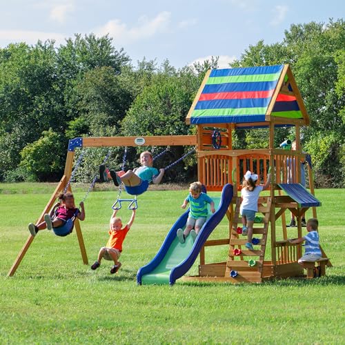 Beach Front Cedar Swing Set with Monkey Bars