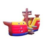 JumpOrange 15’ Pirate Ship Commercial Grade Bounce House Water Slide for Kids and Adults (with Blower), Outdoor Indoor, Wet Dry Use, Big Inflatable, Birthday Party, Rental Quality, All Seasons