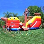 JumpOrange 15’ Pirate Ship Commercial Grade Bounce House Water Slide for Kids and Adults (with Blower), Outdoor Indoor, Wet Dry Use, Big Inflatable, Birthday Party, Rental Quality, All Seasons