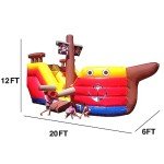 JumpOrange 15’ Pirate Ship Commercial Grade Bounce House Water Slide for Kids and Adults (with Blower), Outdoor Indoor, Wet Dry Use, Big Inflatable, Birthday Party, Rental Quality, All Seasons