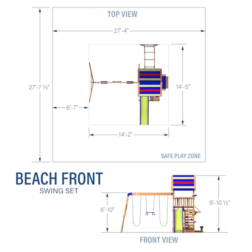 Beach Front Cedar Swing Set with Monkey Bars
