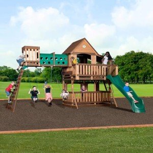 Woodridge Elite Cedar Swing Set with Sandbox and Slide